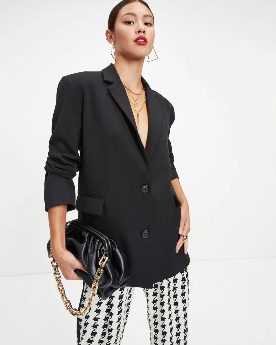 Blazers * | She Knows It All Pocketed Blazer Black Final Sale