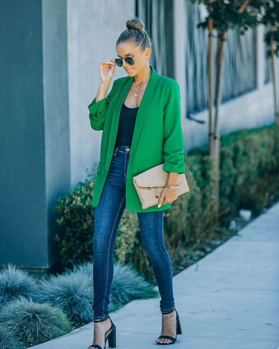 Blazers * | Entrepreneur Pocketed Blazer Emerald Final Sale