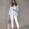 Coats & Jackets * | Mckenzie Houndstooth Pocketed Blazer Light Blue Sale