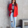 Coats & Jackets * | Miss Independent Double Breasted Pocketed Blazer Red Final Sale