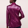 Jackets * | Sequin Single-Button Blazer Purple - Fuchsia Glow