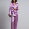 Jackets * | Satin Blazer Purple - Purple Dust