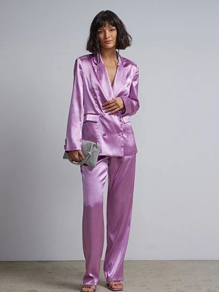 Jackets * | Satin Blazer Purple - Purple Dust