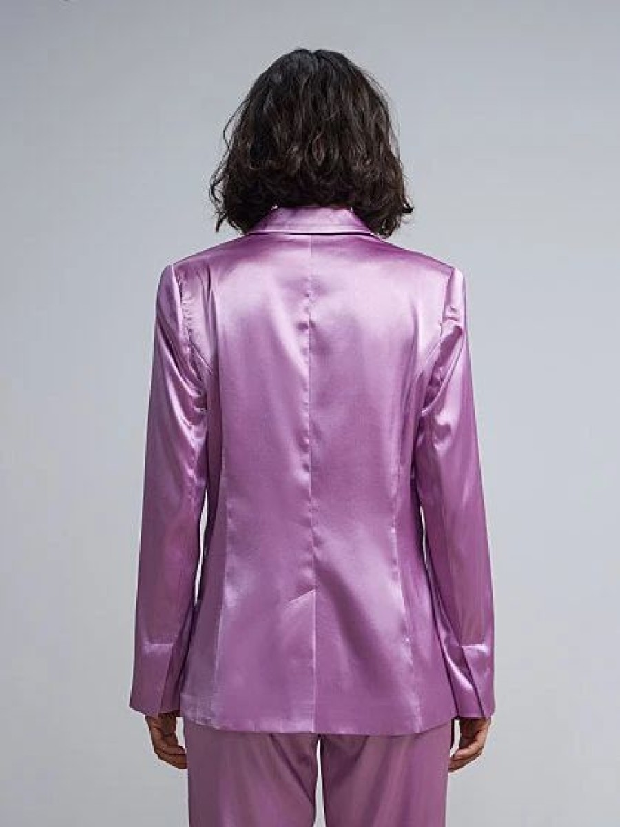 Jackets * | Satin Blazer Purple - Purple Dust