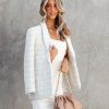 Blazers * | Chloe Tweed Pocketed Blazer Ivory Final Sale