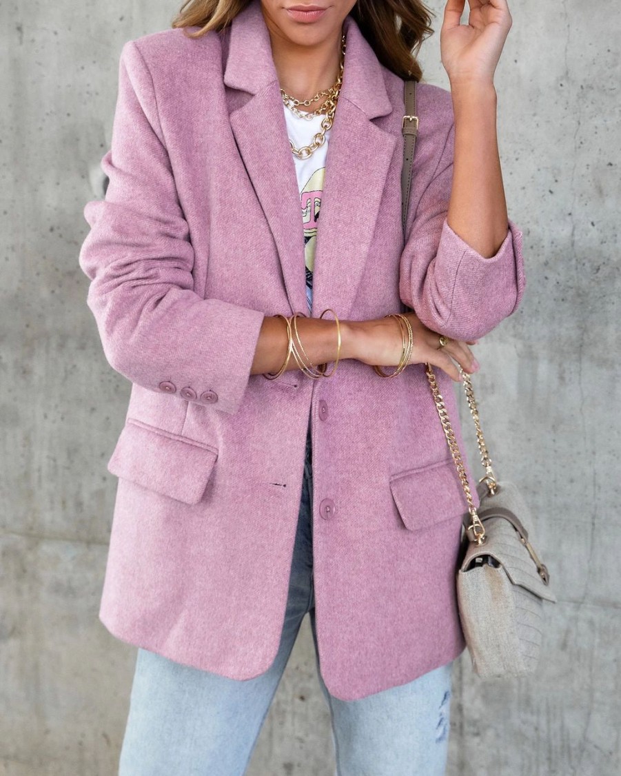 Coats & Jackets * | Janie Pocketed Blazer Lilac