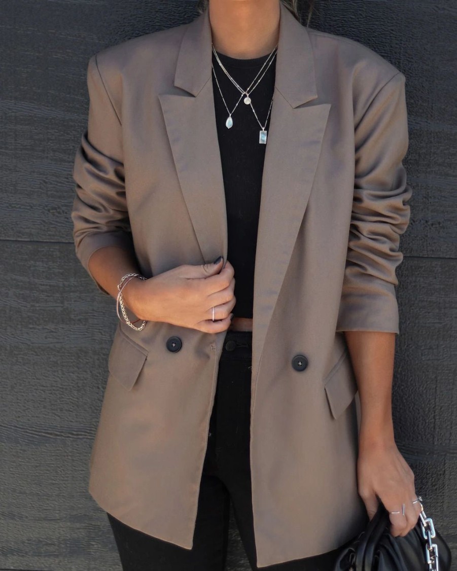 Blazers * | Daily Mail Pocketed Blazer Mocha Final Sale