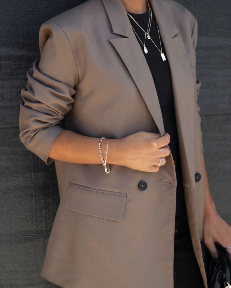 Blazers * | Daily Mail Pocketed Blazer Mocha Final Sale