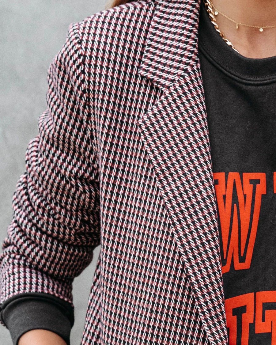 Blazers * | Good Catch Pocketed Checkered Blazer Final Sale