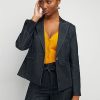 Jackets * | Single-Button Topstitch Blazer Blue - Navy