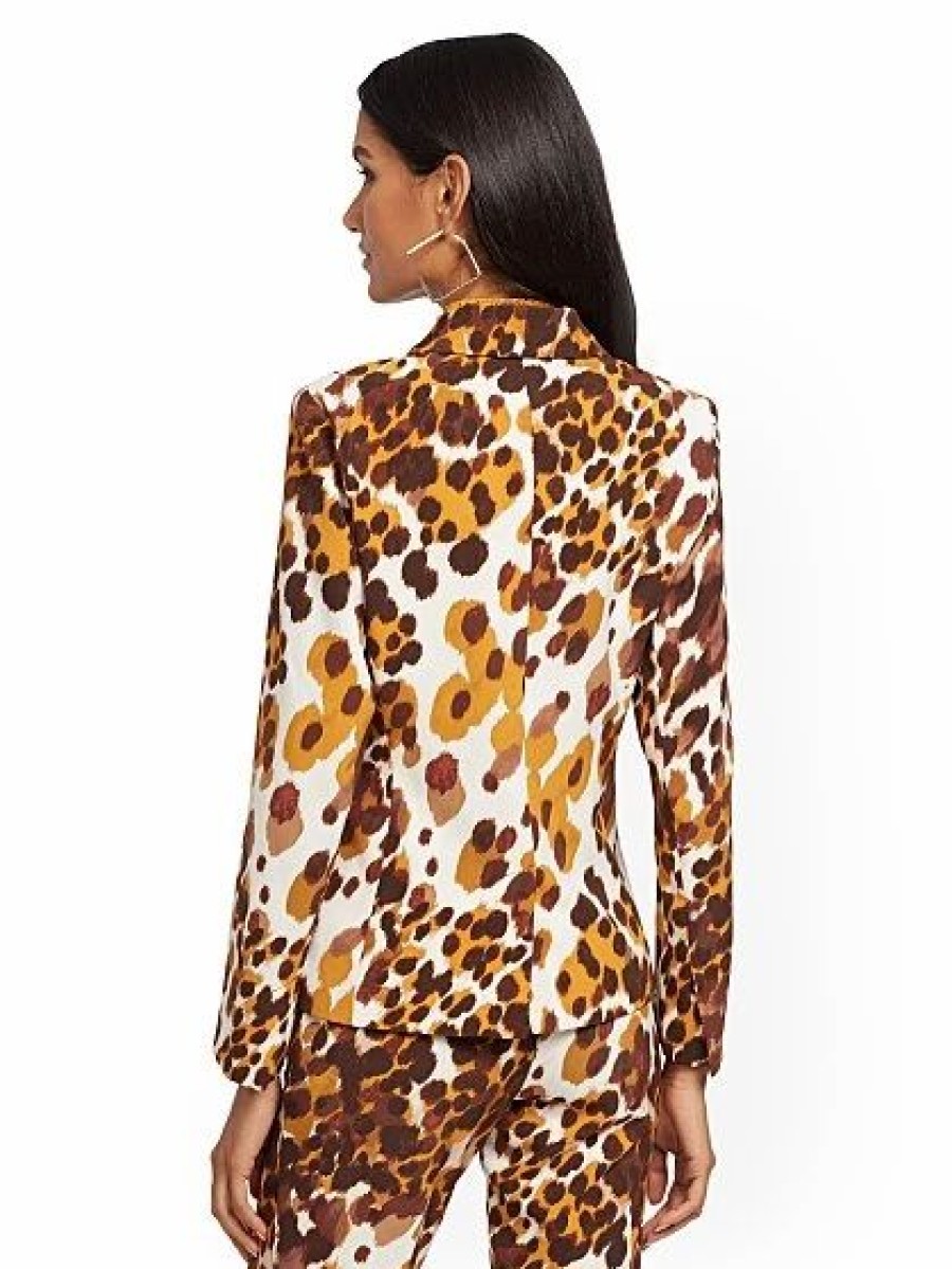 Jackets * | Soft Madie Blazer Leopard Print 7Th Avenue Yellow - Gold