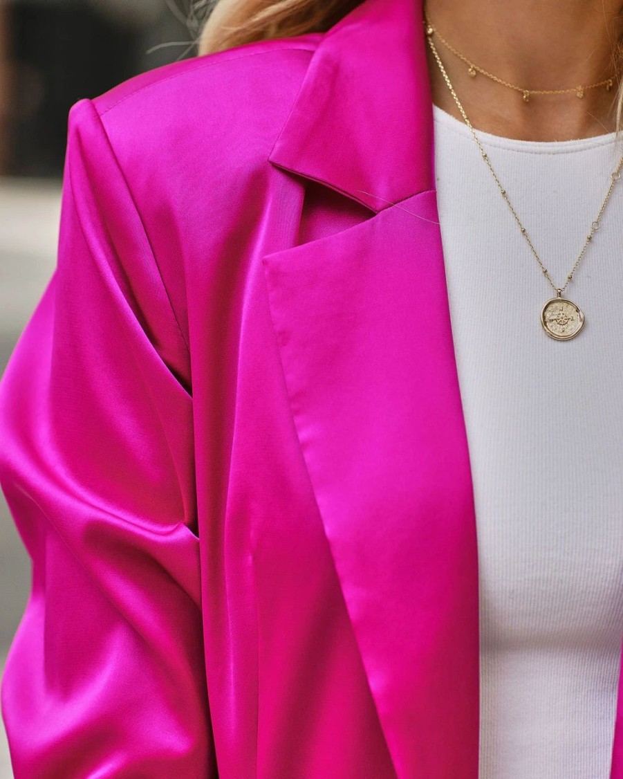 Blazers * | Barbie Dreams Satin Blazer Fuchsia Final Sale