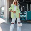 Blazers * | Whinn Pocketed Blazer Lime Last Chance