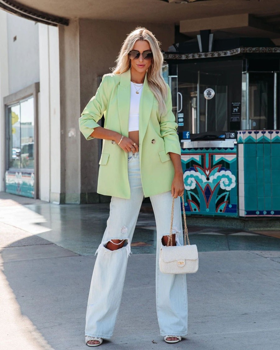 Blazers * | Whinn Pocketed Blazer Lime Last Chance