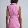 Jackets * | Tie-Waist Crepe Blazer Vest Pink - Daydream Pink