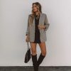 Blazers * | Downtown Brooklyn Pocketed Plaid Blazer Final Sale