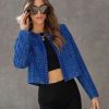 Blazers * | Be Bold Tweed Chain Blazer Blue Final Sale