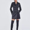 Dresses * | Faux-Feather-Detail Blazer Dress Black - Black