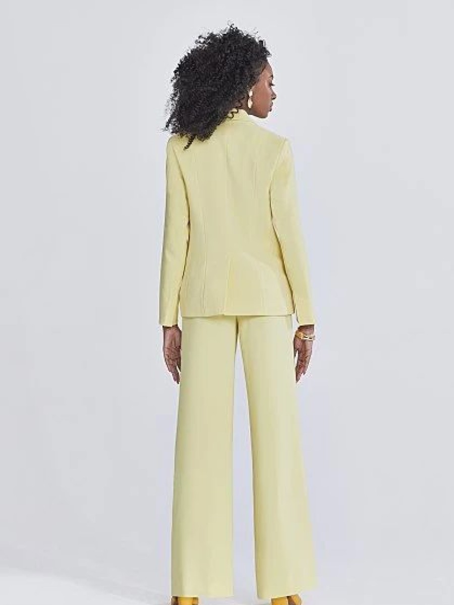 Jackets * | Chell Crepe Blazer Yellow - Lemon Chiffon