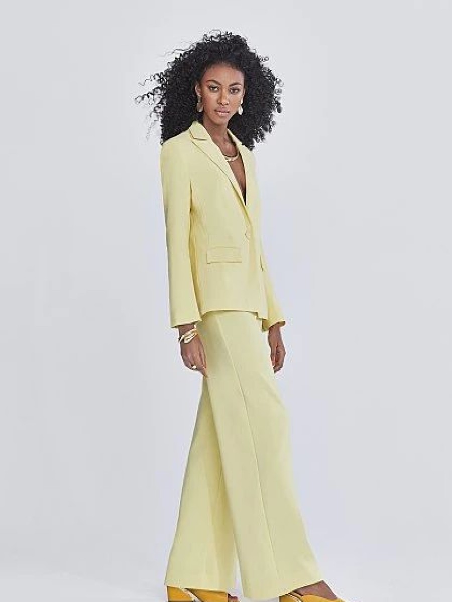 Jackets * | Chell Crepe Blazer Yellow - Lemon Chiffon