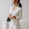 Blazers * | Peace Of Mind Pocketed Embossed Blazer White Final Sale