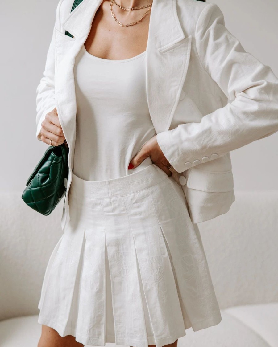 Blazers * | Peace Of Mind Pocketed Embossed Blazer White Final Sale