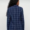 Jackets * | Windowpane-Print Blazer Blue - Navy