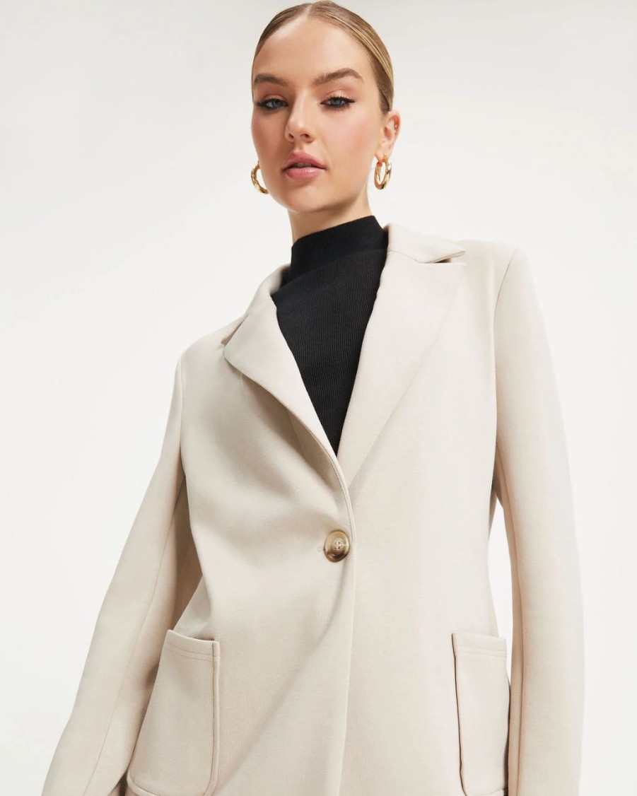 Blazers * | Natasha Lightweight Pocketed Blazer Light Taupe Final Sale