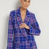 Jackets * | Plaid Double-Breasted Blazer Blue - Sullivan Blue