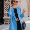 Blazers * | Whinn Pocketed Blazer Blue Final Sale