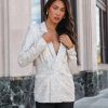 Blazers * | Friday Spotlight Pocketed Sequin Pearl Embellished Blazer Silver Final Sale