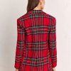 Jackets * | Tartan Plaid Blazer English Factory Red - Stoplight Red