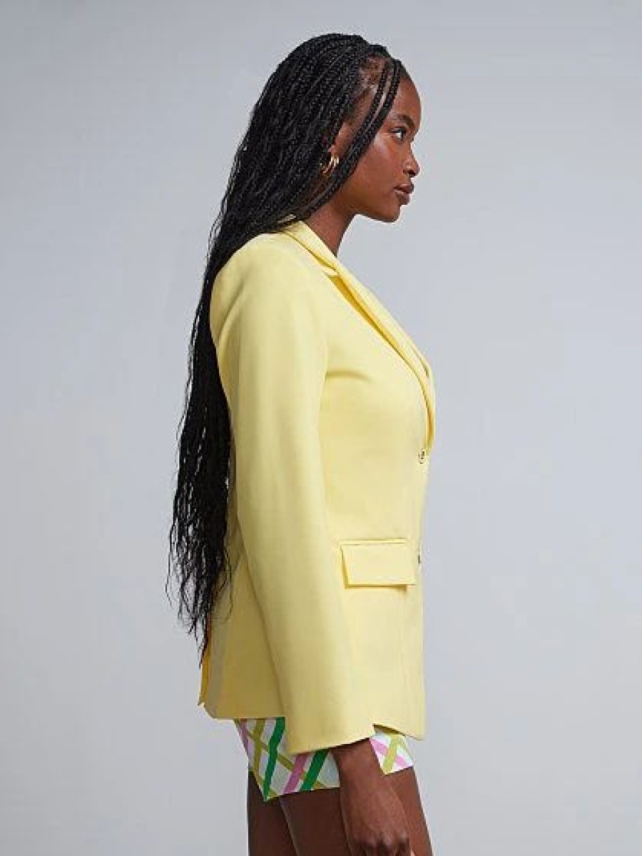 Jackets * | Two-Button Cutaway Blazer Fit To Flatter Yellow - Lemoncello