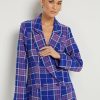 Jackets * | Plaid Double-Breasted Blazer Blue - Sullivan Blue