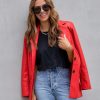 Blazers * | Fashion Affairs Faux Leather Blazer Cherry Final Sale