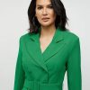 Jackets * | Belted Double-Breasted Blazer Magic Crepe Green - Green Radiance