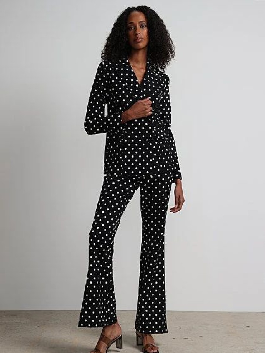 Jackets * | Polka-Dot Double-Breasted Blazer Fit To Flatter Black - Black/White