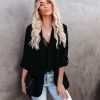 Blazers * | Streamline Pocketed Textured Blazer Black Final Sale