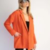 Coats & Jackets * | Stellaluna Textured Pocketed Blazer Orange Final Sale