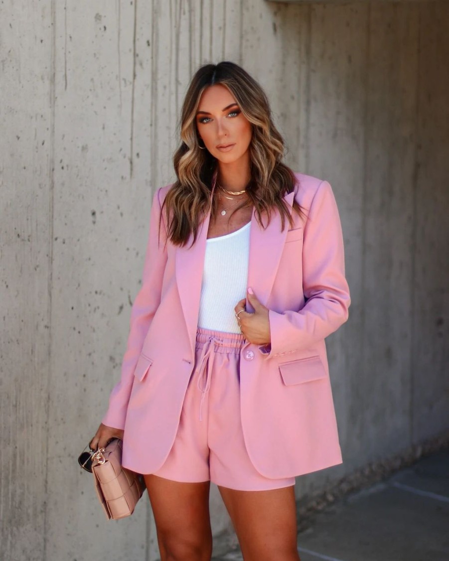 Coats & Jackets * | Ellie Pocketed Blazer Pink Sale