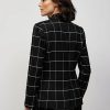 Jackets * | Double-Breasted Windowpane-Print Blazer Black - Black