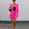 Blazers * | She Means Business Pocketed Blazer Hot Pink Final Sale