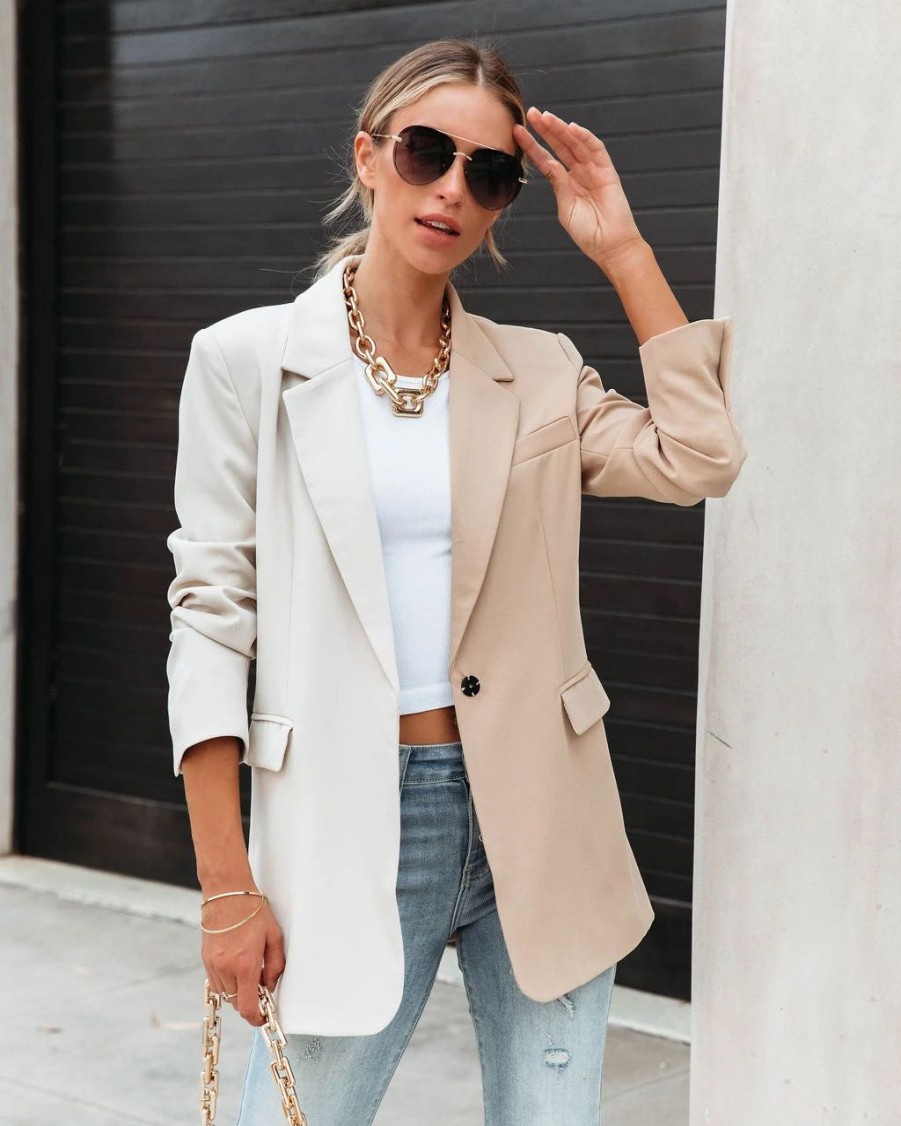 Blazers * | Finer Things In Life Pocketed Colorblock Blazer Final Sale