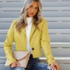 Blazers * | Tiller Faux Leather Crop Blazer Chartreuse Final Sale