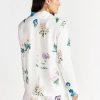 Jackets * | Scallop Hem Floral Linen Blazer White - Ivory