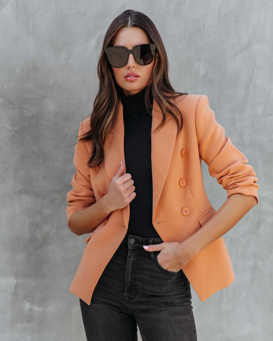 Blazers * | Must Be Baby Pocketed Blazer Dusty Orange Final Sale