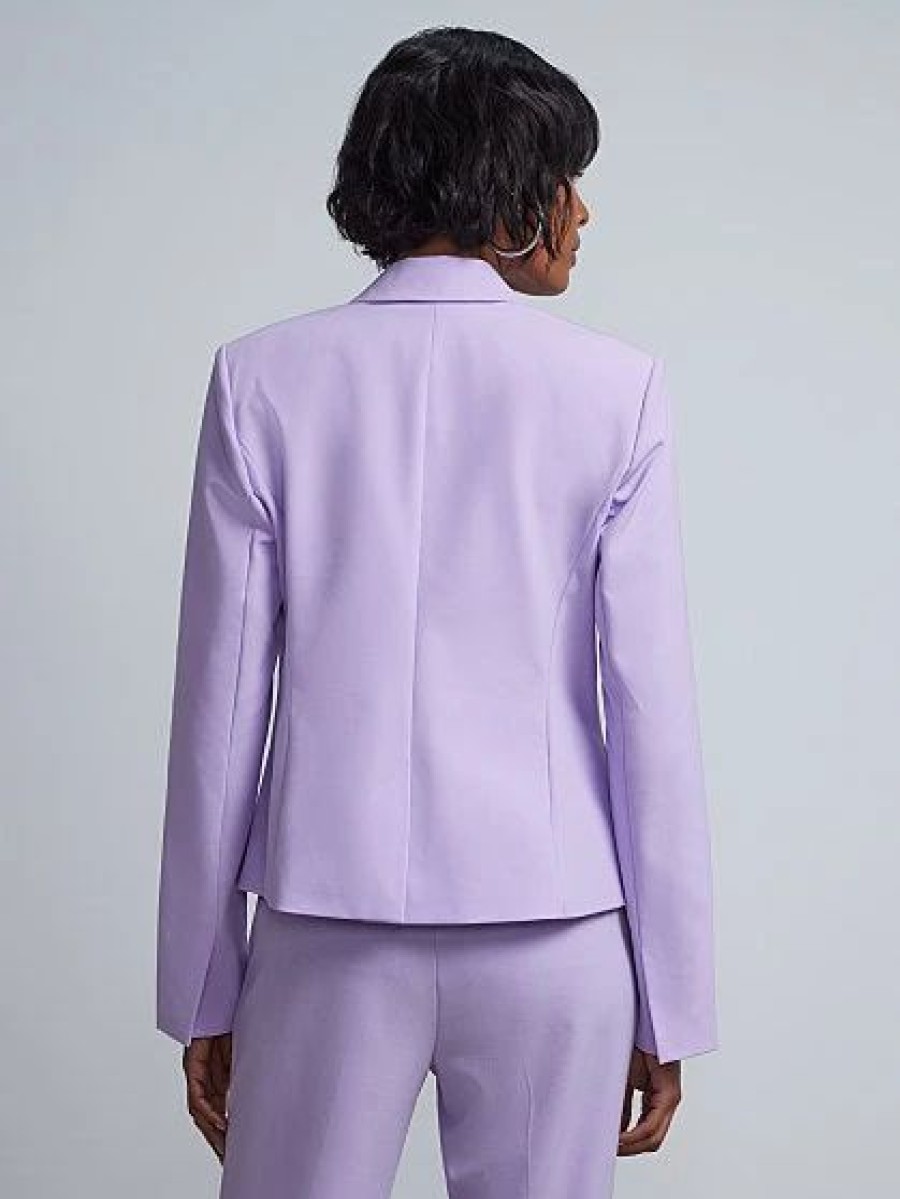 Jackets * | Short-Length Single-Button Blazer Fit To Flatter Purple - Dreamy Lilac