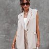 Coats & Jackets * | Margot Pocketed Sleeveless Blazer Sand Final Sale