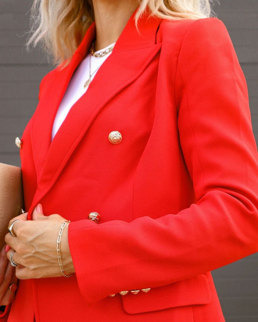 Blazers * | Making Boss Moves Pocketed Blazer Red Final Sale