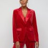 Jackets * | Velvet Satin-Lapel Blazer Red - Coco Red